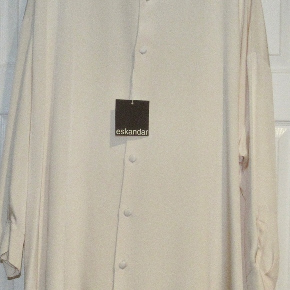 NWT eskandar $1375 100% mid-weight silk button long sleeve collared shirt sz 2 - Picture 5 of 5